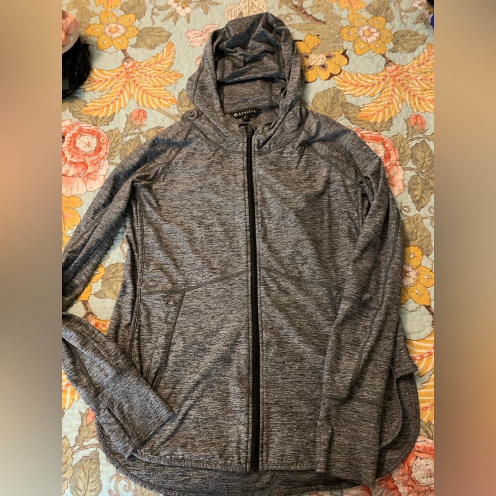 Athleta dark gray heather Pacifica Baja UPF hooded jacket size medium
